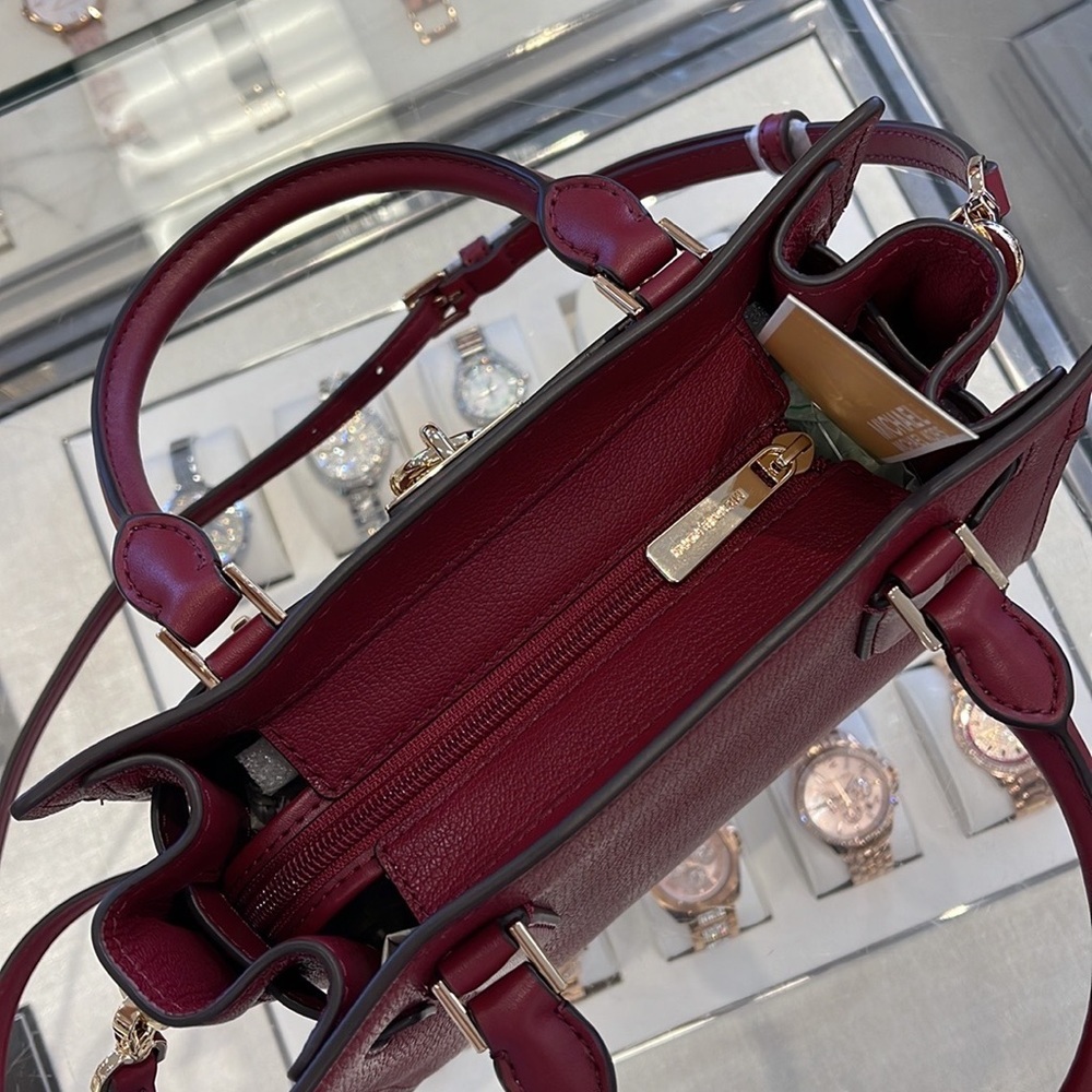 Michael Kors Hamilton Small Satchel Shoulder Crossbody Bag Dark Cherry COLOR - Picture 14 of 15